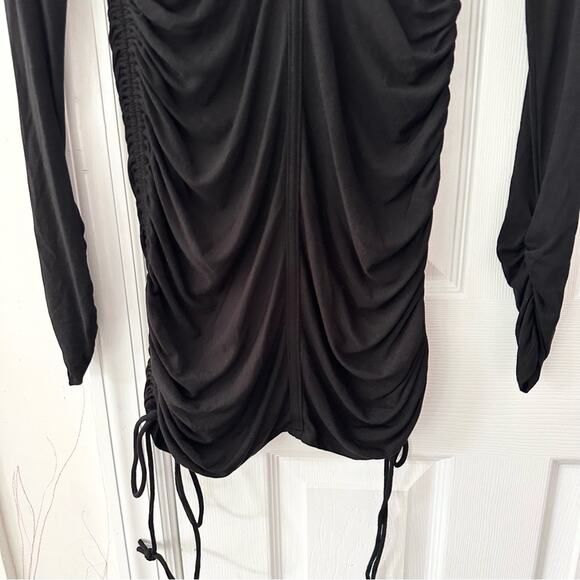 Michael Costello X Revolve Shirred Side Tie Bodycon Mini Dress in Black Medium - Picture 10 of 11